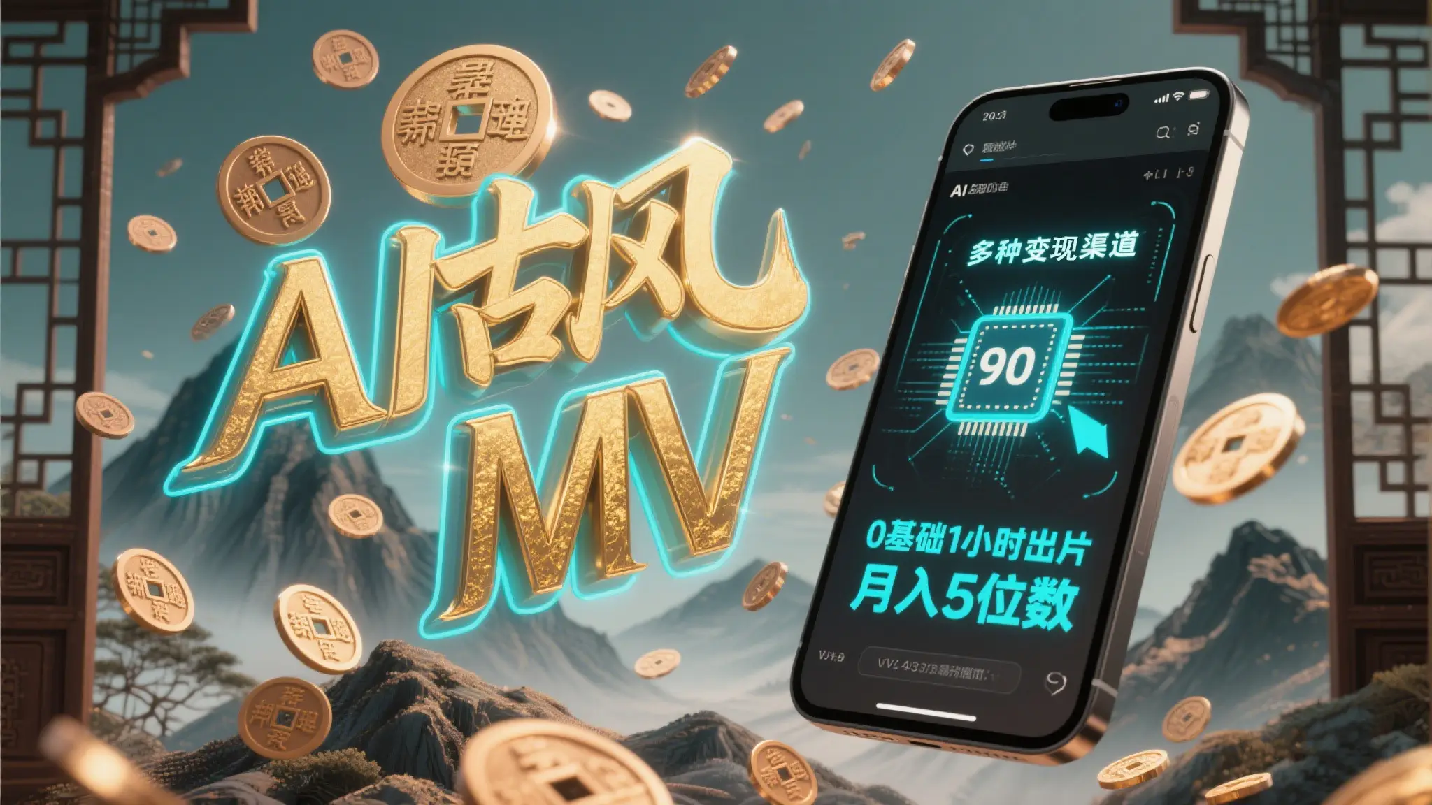 AI一键生成古风音乐MV,0剪辑基础1小时出片,多种变现渠道,一部手机月入5位数 AI一键生成古风音乐MV,0剪辑基础1小时出片,多种变现渠道,一部手机月入5位数