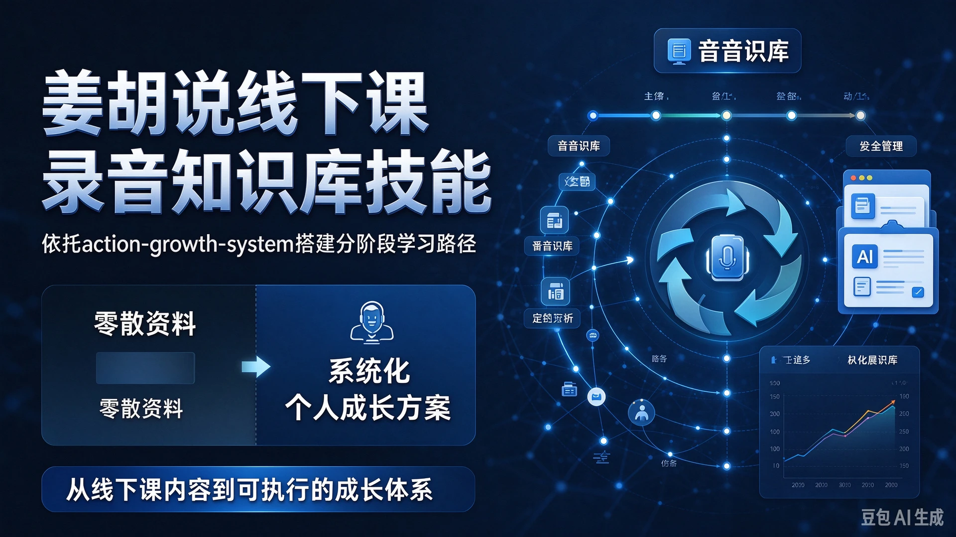 姜胡说线下课录音知识库技能，依托action-growth-system搭建分阶段学习路径，对比零散资料形成系统化个人成长方案-知行客