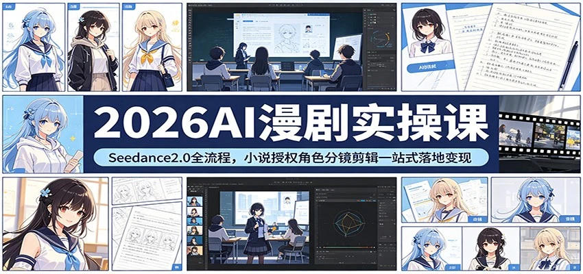 【精】2026AI漫剧实操课：Seedance2.0全流程，小说授权角色分镜剪辑一站式落地变现 | 资源下载 - 知行客网赚项目-副业赚钱-互联网创业-资源整合知行客