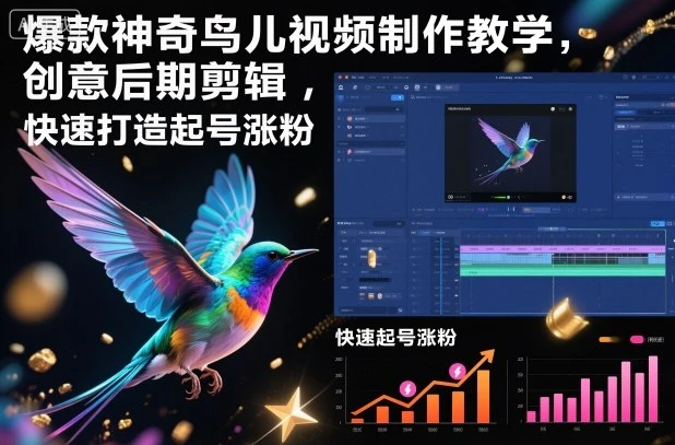爆款神奇鸟儿视频制作教学，创意后期剪辑，快速打造起号涨粉 | 资源下载 - 知行客网赚项目-副业赚钱-互联网创业-资源整合知行客