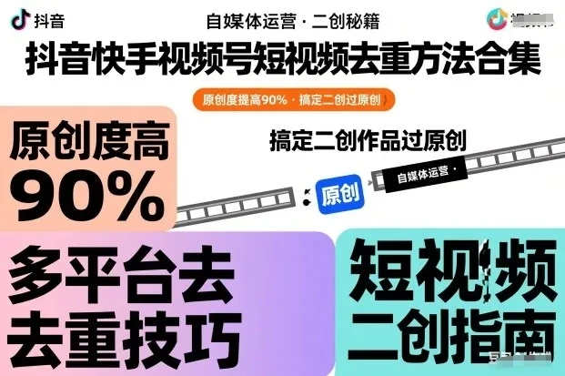 【精】抖音快手视频号短视频去重方法合集，原创度提高90%，搞定二创作品过原创 | 资源下载 - 知行客网赚项目-副业赚钱-互联网创业-资源整合知行客