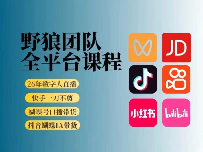 【精】野狼团队2026新版全平台短视频带货教学｜打开流量突破口，开始Ai带货(更新26年3月)网赚项目-副业赚钱-互联网创业-资源整合知行客