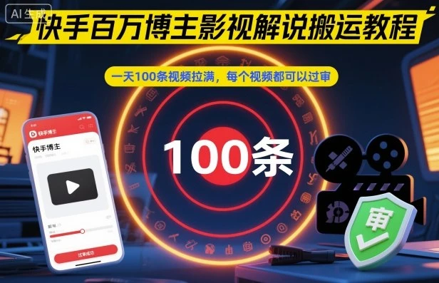 【精】快手百万博主影视解说搬运教程,一天100条视频拉满,每个视频都可以过审 【精】快手百万博主影视解说搬运教程,一天100条视频拉满,每个视频都可以过审