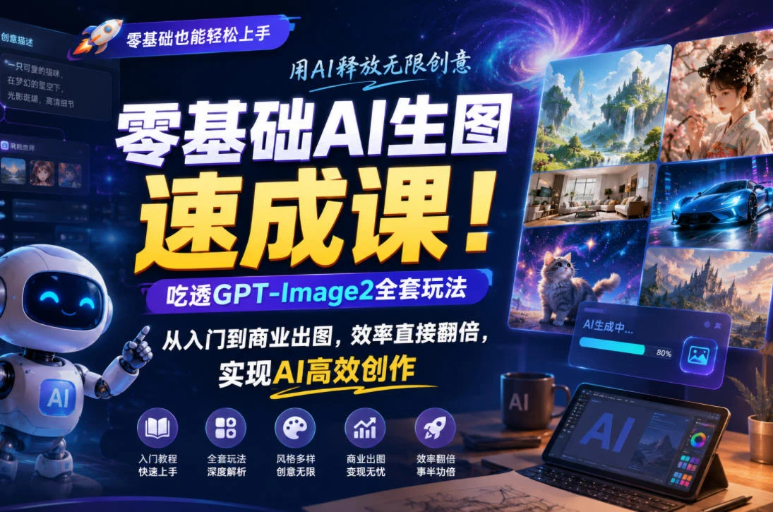 【精】零基础AI生图速成课！吃透GPT-Image2全套玩法，从入门到商业出图，效率直接翻倍，实现AI高效创作-知行客