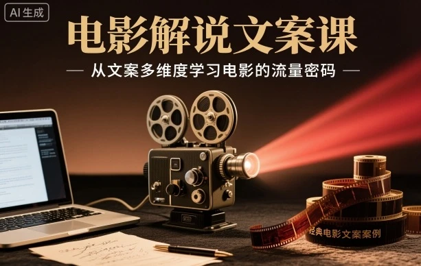 【精】电影解说文案课，从文案多维度学习电影的流量密码网赚项目-副业赚钱-互联网创业-资源整合知行客