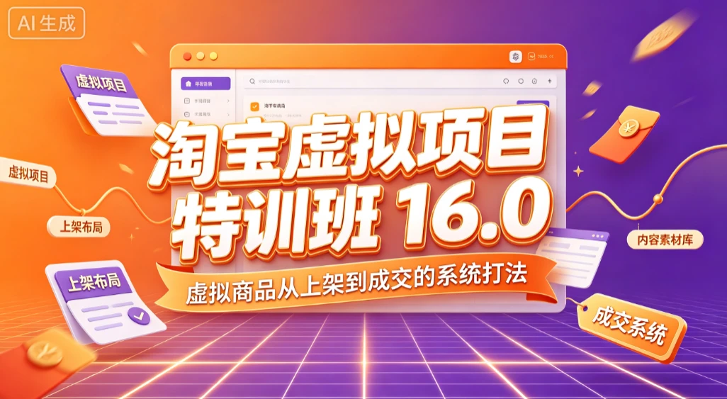 【精】淘宝虚拟项目特训班 16.0，虚拟商品从上架到成交的系统打法-知行客