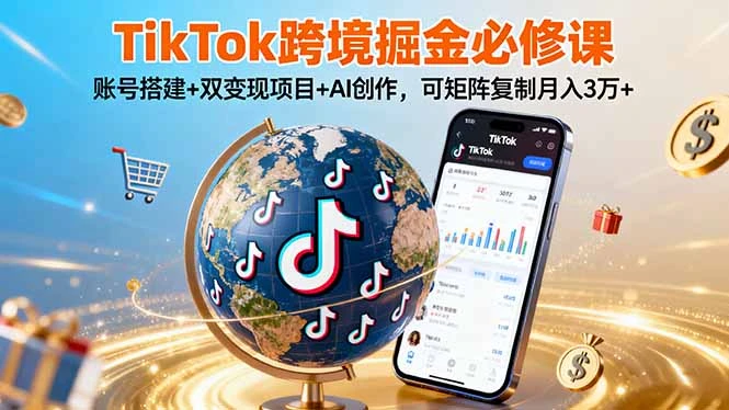 【精】TikTo跨境掘金必修课,账号搭建+双变现项目+AI创作,可矩阵复制月入3万+ 【精】TikTo跨境掘金必修课,账号搭建+双变现项目+AI创作,可矩阵复制月入3万+