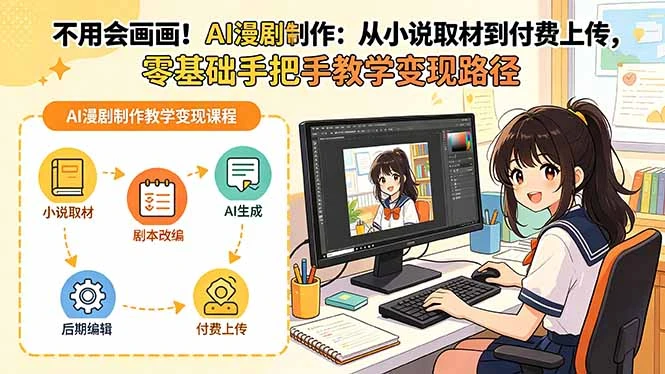 【精】不用会画画!AI漫剧制作:从小说取材到付费上传,零基础手把手教学变现路径 【精】不用会画画!AI漫剧制作:从小说取材到付费上传,零基础手把手教学变现路径