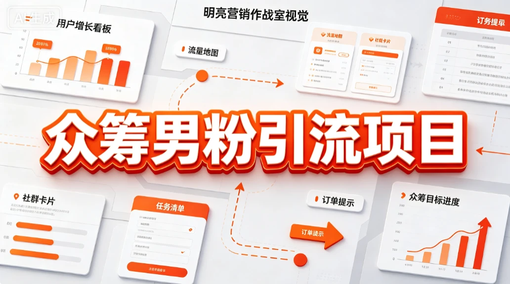 【精】众筹男粉引流项目，精准触达、社群承接、转化变现-知行客