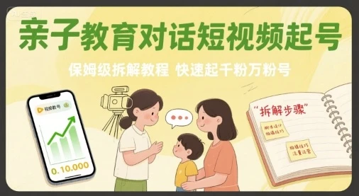 亲子教育对话短视频起号，保姆级拆解教程，快速起千粉万粉号 | 资源下载 - 知行客网赚项目-副业赚钱-互联网创业-资源整合知行客