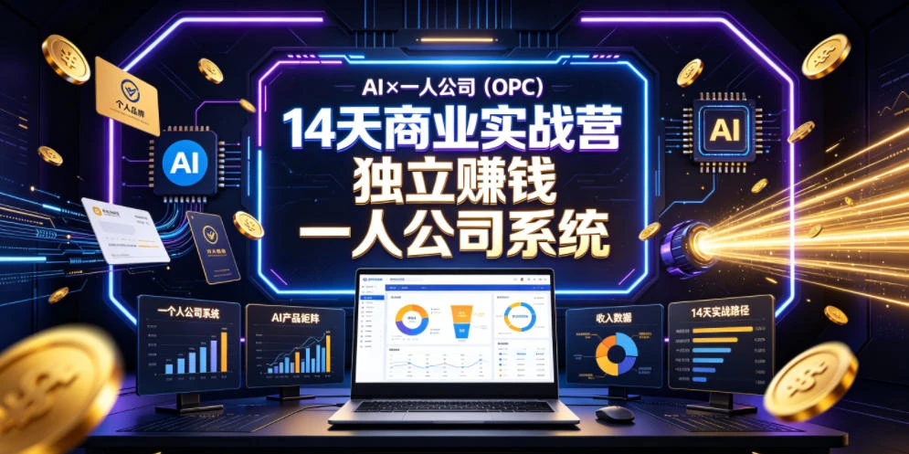 【精】AI×一人公司（OPC）14天商业实战营，用AI帮你搭建一个属于你自己的、能独立賺钱的一人公司系统-知行客