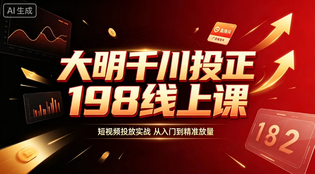 【精】大明千川投正198线上课，短视频投放实战，从入门到精准放量-知行客