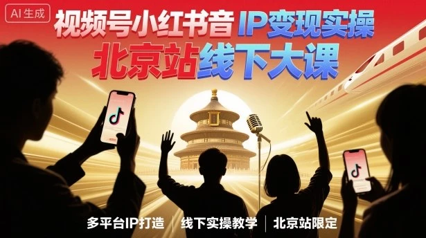 【精】视频号小红书抖音IP变现实操北京站线下大课，40+行业短视频高变现姿势，100+IP高变现实操技术 | 资源下载 - 知行客网赚项目-副业赚钱-互联网创业-资源整合知行客