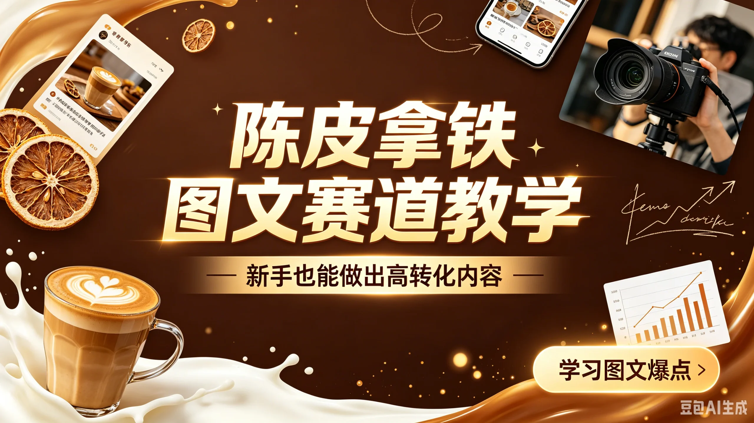 陈皮拿铁图文赛道教学，新手也能做出高转化内容-知行客