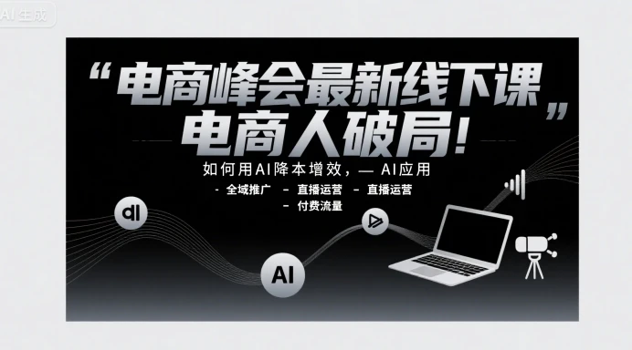 【精】电商峰会最新线下课，电商人破局，如何用AI降本增效，AI应用-全域推广-直播运营-付费流量 | 资源下载 - 知行客网赚项目-副业赚钱-互联网创业-资源整合知行客