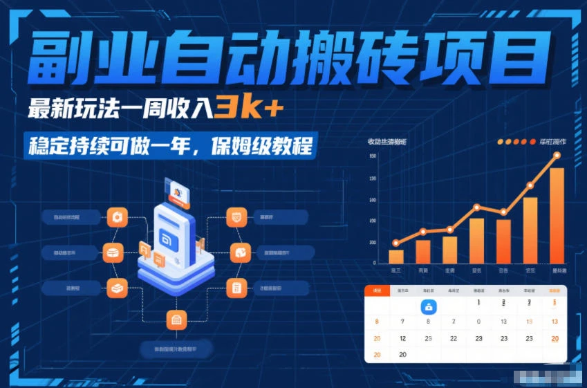副业自动搬砖项目，最新玩法一周收入3k+，稳定持续可做一年，保姆级教程【揭秘】网赚项目-副业赚钱-互联网创业-资源整合知行客