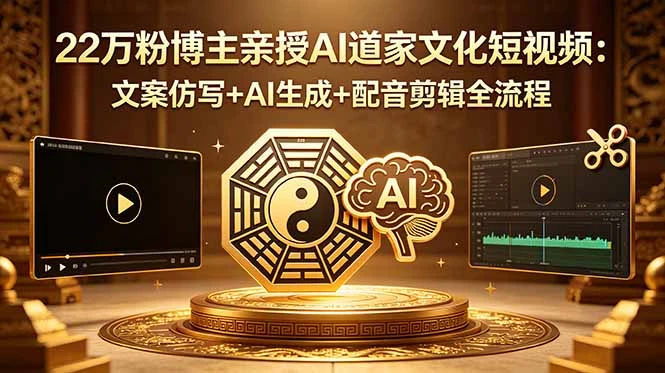 22万粉博主亲授AI道家文化短视频：文案仿写+AI生成+配音剪辑全流程网赚项目-副业赚钱-互联网创业-资源整合知行客