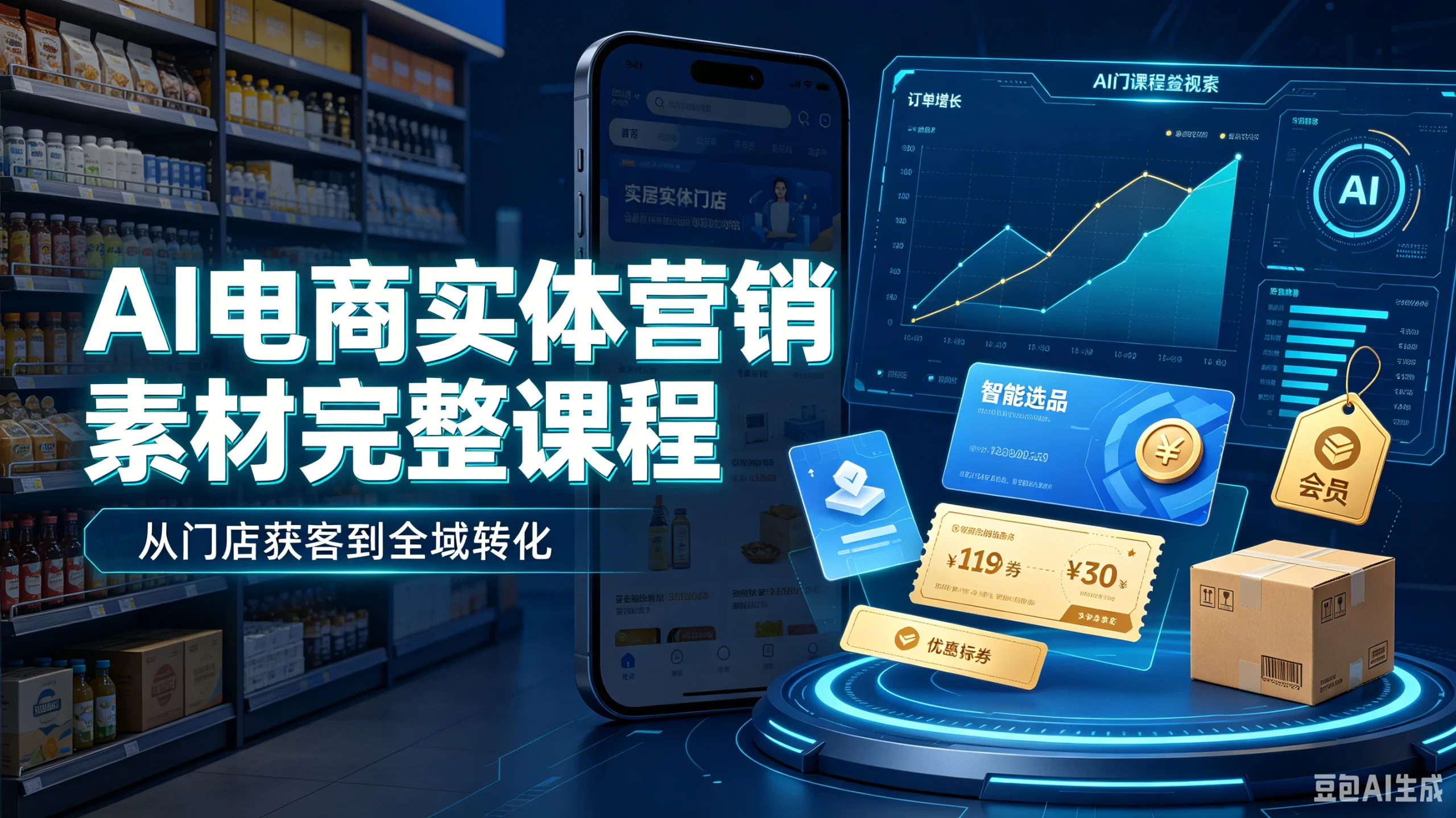 【精】AI电商实体营销素材完整课程，从门店获客到全域转化-知行客