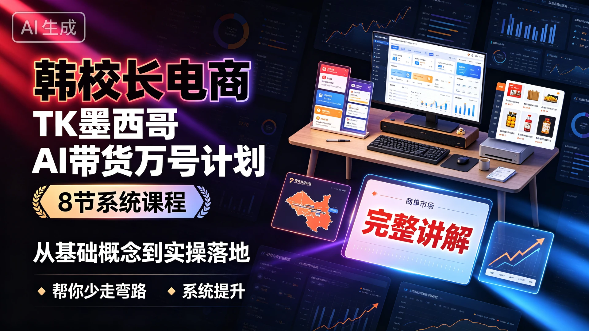 韩校长电商·TK墨西哥 AI带货万号计划，8 节系统课程，从基础概念到实操落地完整讲解，帮你少走弯路系统提升-知行客