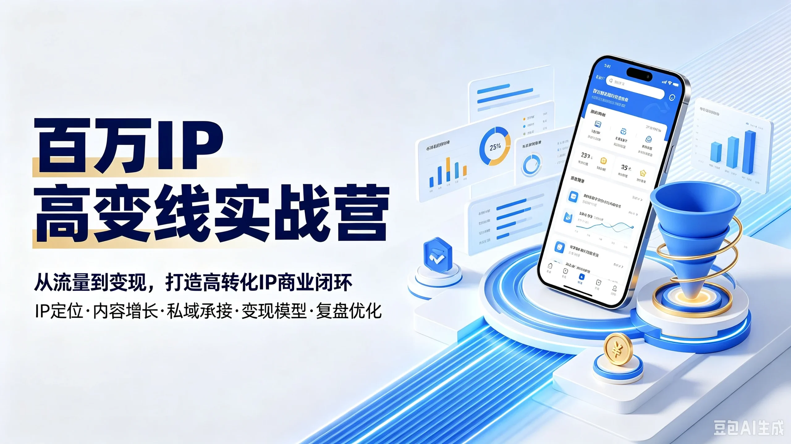 【精】百万IP高变线实战营从流量到变现，打造高转化IP商业闭环IP定位·内容增长·私域承接·变现模型·复盘优化-知行客