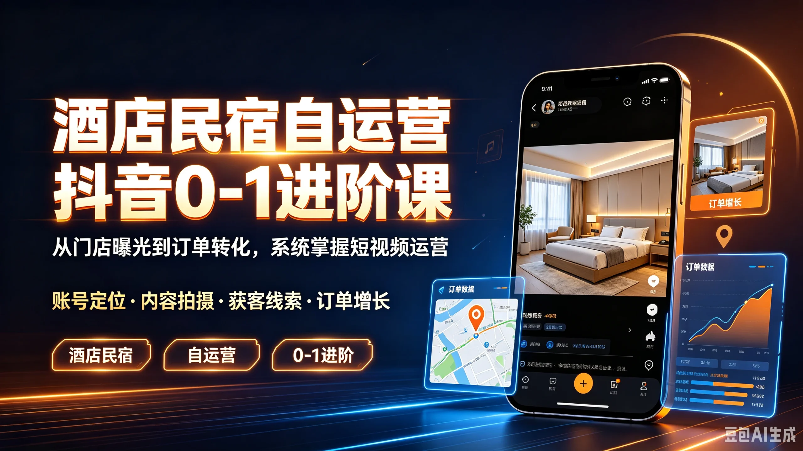 【精】酒店民宿自运营抖音0-1进阶课,从门店曝光到订单转化,系统掌握短视频运营账号定位·内容拍摄·获客线索·订单增长 | 资源下载 - 知行客-知行客