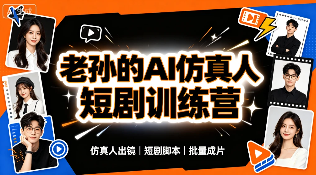【精】老孙的AI仿真人漫剧短剧训练营，30天实战特训，暴力输出成品，快速掌握全套AI仿真人漫剧创作与变现能力-知行客