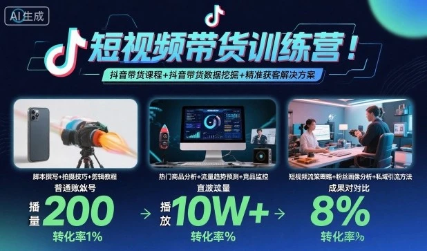 【精】短视频带货训练营，抖音带货课程+抖音带货数据挖掘+精准获客解决方案 | 资源下载 - 知行客网赚项目-副业赚钱-互联网创业-资源整合知行客