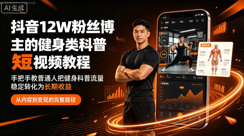 抖音12W粉丝博主的健身类科普短视频教程,手把手教普通人把健身科普流量稳定转化为长期收益 抖音12W粉丝博主的健身类科普短视频教程,手把手教普通人把健身科普流量稳定转化为长期收益