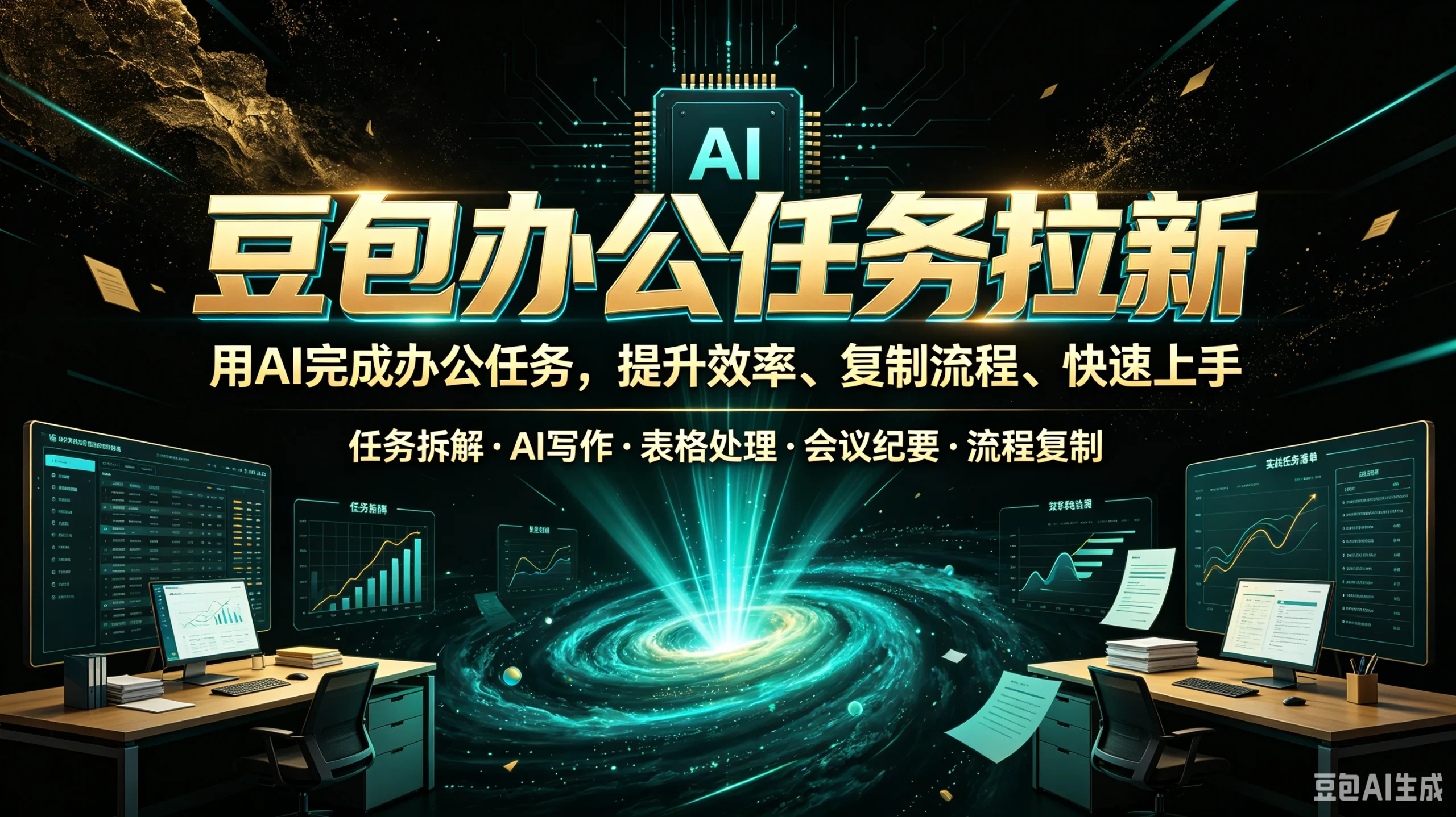 【精】豆包办公任务拉新,用AI完成办公任务,提升效率、复制流程、快速上手,任务拆解、AI写作、表格处理、会议纪要、流程复制 | 资源下载 - 知行客-知行客