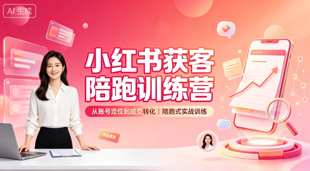 【精】小红书获客陪跑训练营，从账号定位到成交转化，陪跑式实战训练-知行客