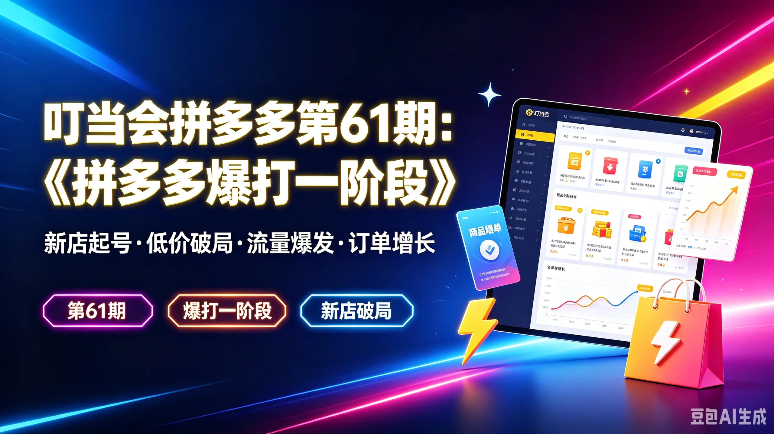 【精】叮当会拼多多第61期:《拼多多爆打一阶段》新店起号·低价破局·流量爆发·订单增长,第61期、爆打一阶段、新店破局 | 资源下载 - 知行客-知行客