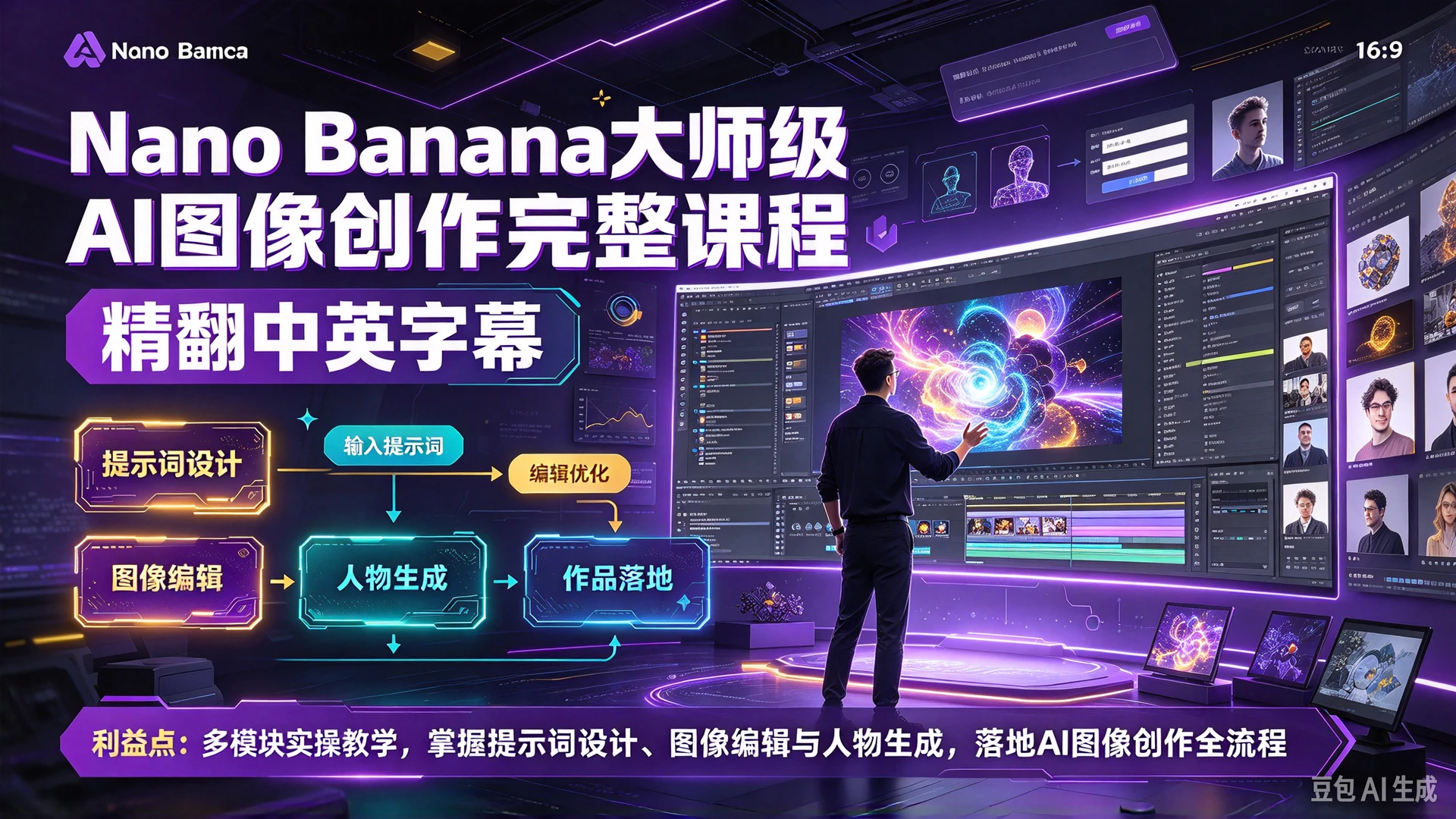 Nano Banana大师级AI图像创作完整课程（精翻中英字幕），多模块实操教学，掌握提示词设计、图像编辑与人物生成，落地AI图像创作全流程-知行客