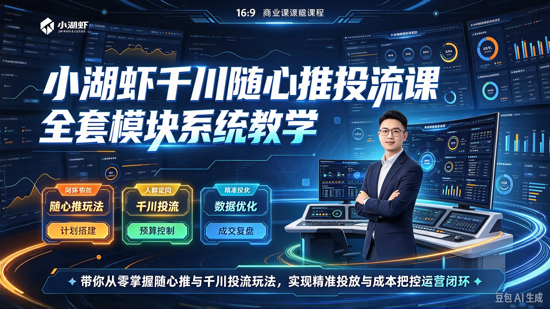 【精】小湖虾千川随心推投流课，全套模块系统教学，带你从零掌握随心推与千川投流玩法，实现精准投放与成本把控运营闭环-知行客