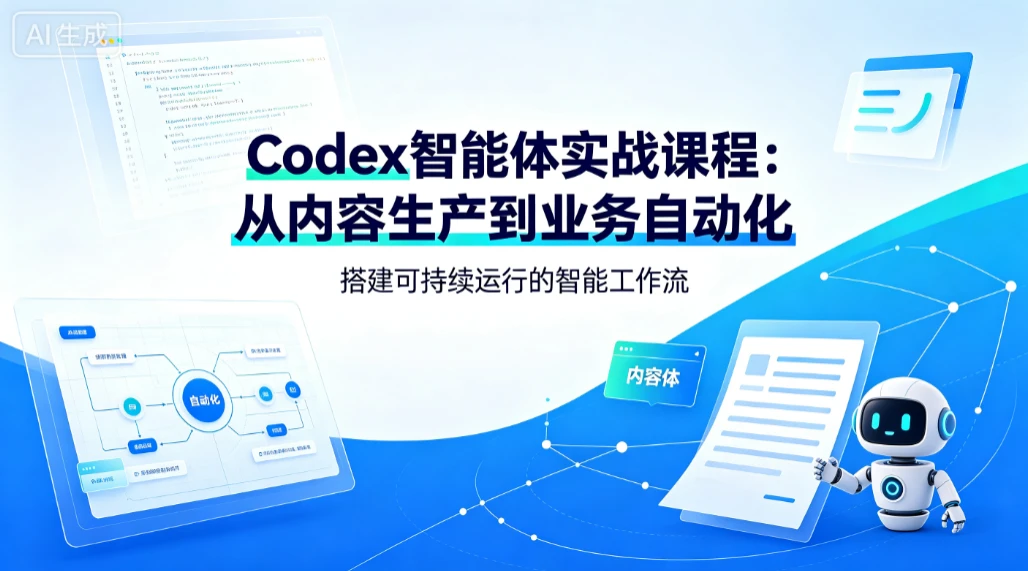 【精】Codex智能体实战课程：从内容生产到业务自动化，搭建可持续运行的智能工作流-知行客