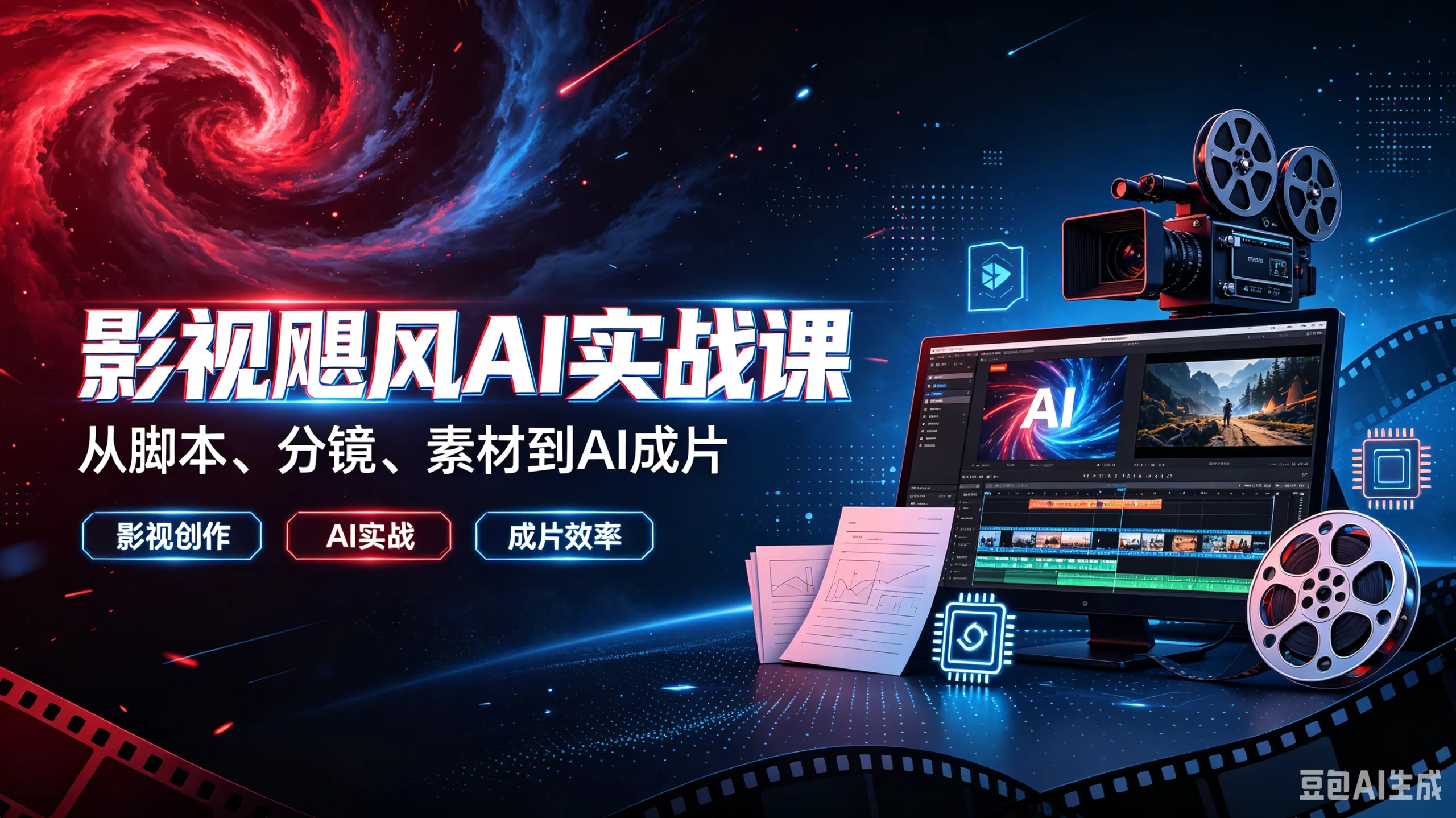 【精】影视飓风AI实战课从脚本、分镜、素材到AI成片，影视创作、AI实战、成片效率-知行客