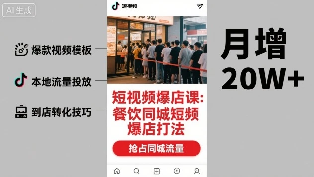 【精】短视频爆店课，餐饮同城短视频爆店打法 | 资源下载 - 知行客网赚项目-副业赚钱-互联网创业-资源整合知行客