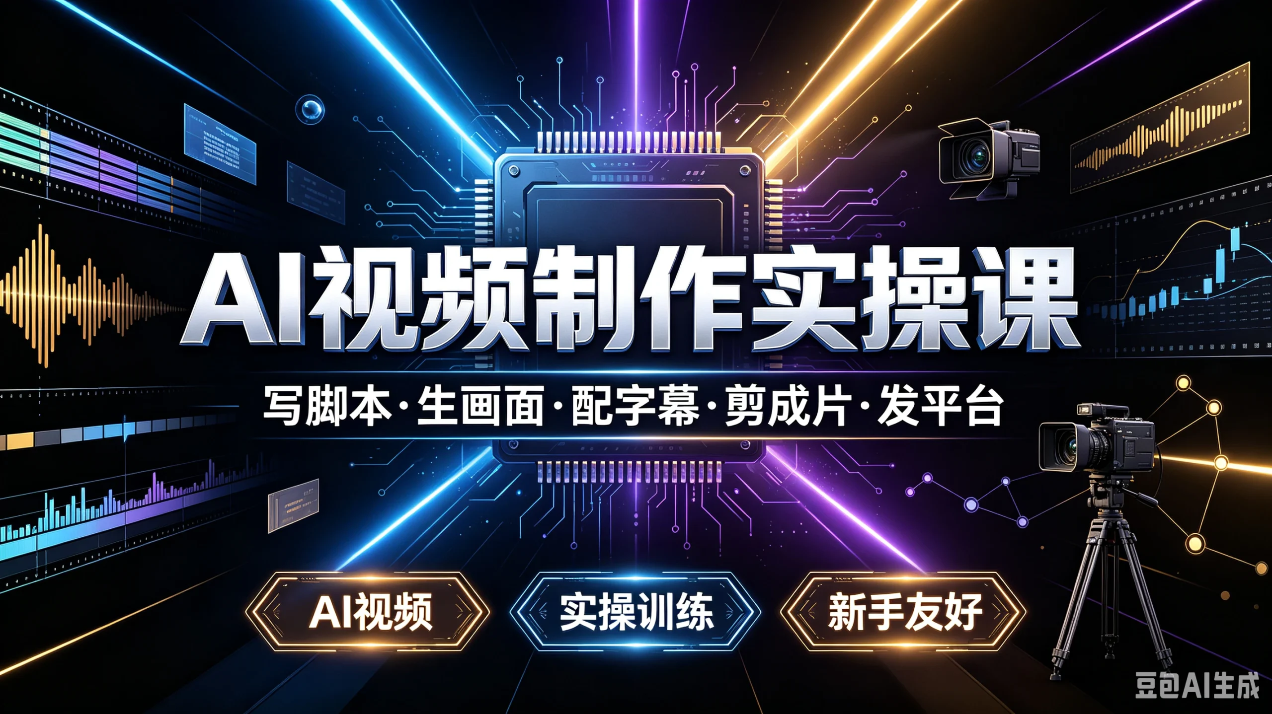 【精】AI视频制作实操课写脚本·生画面·配字幕·剪成片·发平台，AI视频、实操训练、新手友好-知行客