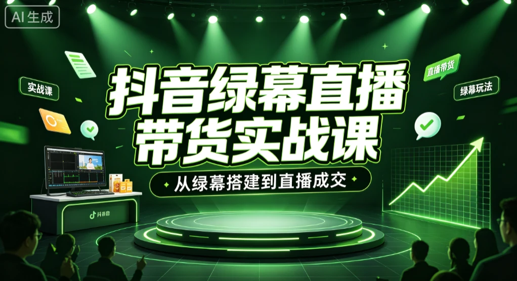 【精】抖音绿幕直播带货实战课,从绿幕搭建到直播成交 【精】抖音绿幕直播带货实战课,从绿幕搭建到直播成交