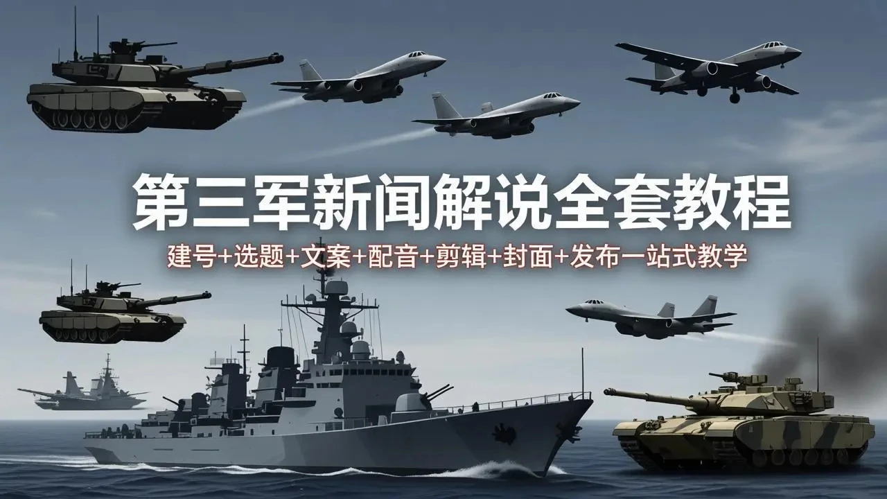 【精】第三军迷新闻解说全套教程:建号+选题+文案+配音+剪辑+封面+发布一站式教学 【精】第三军迷新闻解说全套教程:建号+选题+文案+配音+剪辑+封面+发布一站式教学