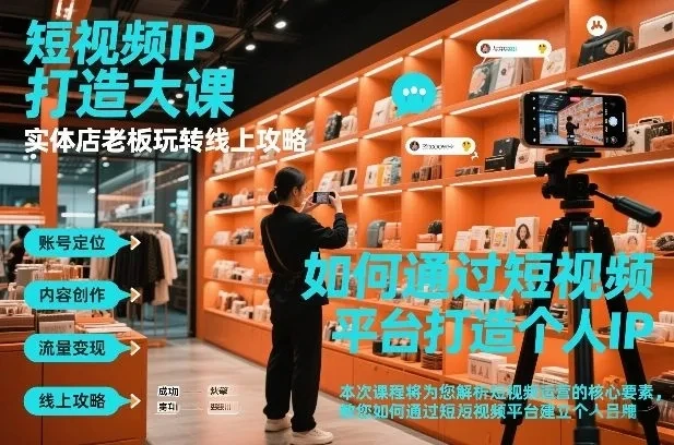 【精】短视频ip打造大课，实体店老板玩转线上攻略网赚项目-副业赚钱-互联网创业-资源整合知行客
