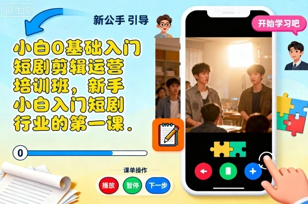 小白0基础入门短剧剪辑运营培训班，新手小白入门短剧行业的第一课 | 资源下载 - 知行客网赚项目-副业赚钱-互联网创业-资源整合知行客