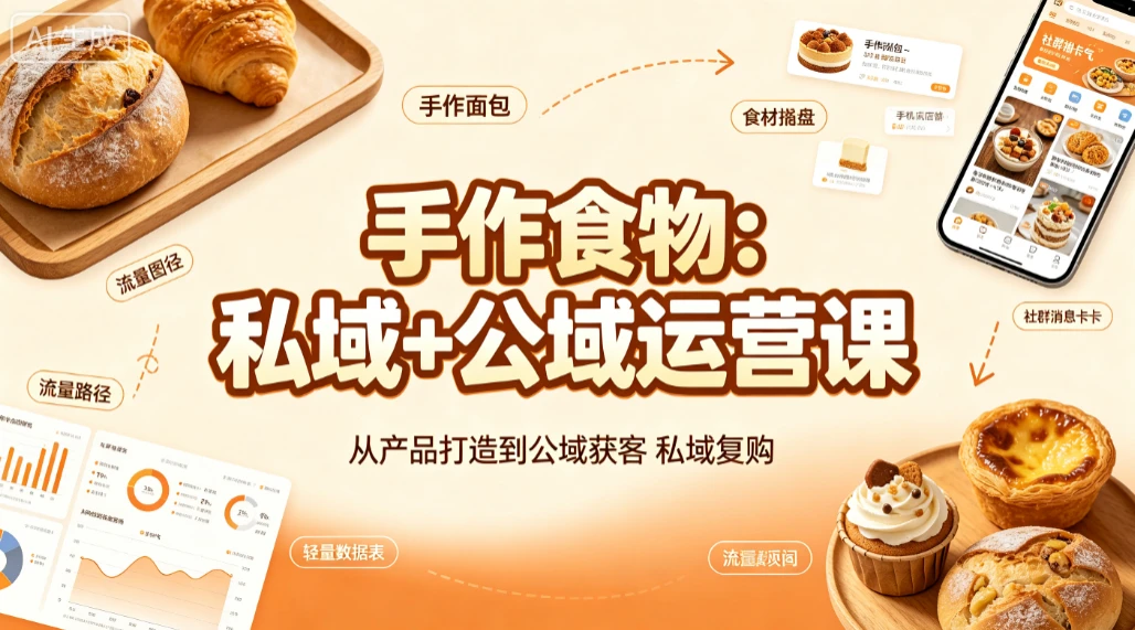 【精】手作食物：私域+公域运营课，从产品打造到公域获客私域复购-知行客