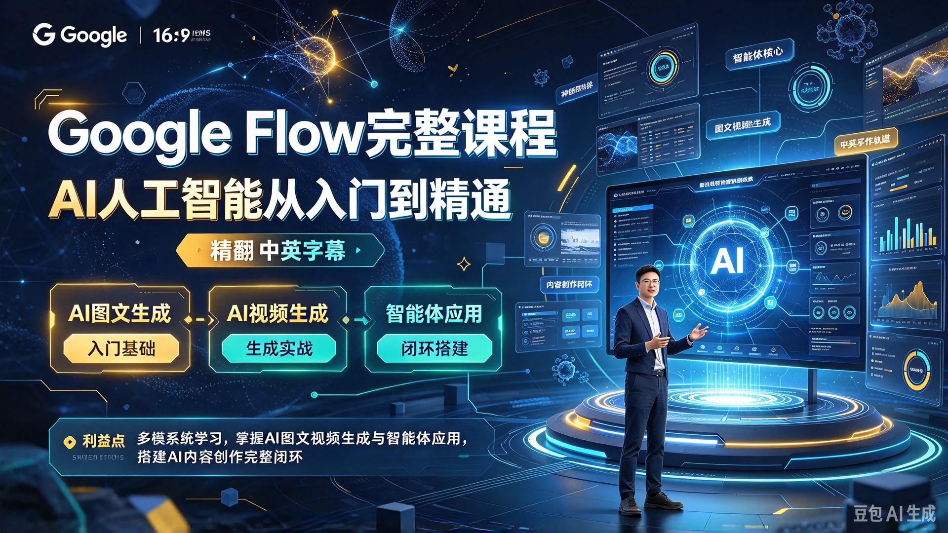 【精】Google Flow完整课程：AI人工智能从入门到精通（精翻中英字幕），多模块系统学习，掌握AI图文视频生成与智能体应用，搭建AI内容创作完整闭环-知行客