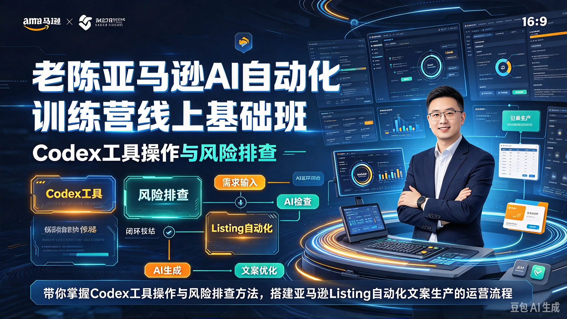 【精】老陈亚马逊AI自动化训练营线上基础班，带你掌握Codex工具操作与风险排查方法，搭建亚马逊Listing自动化文案生产的运营流程-知行客
