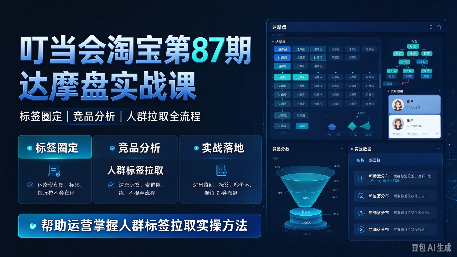 【精】叮当会淘宝第87期达摩盘侧重实战落地，讲解标签圈定与竞品分析，帮助运营掌握人群标签拉取实操方法-知行客