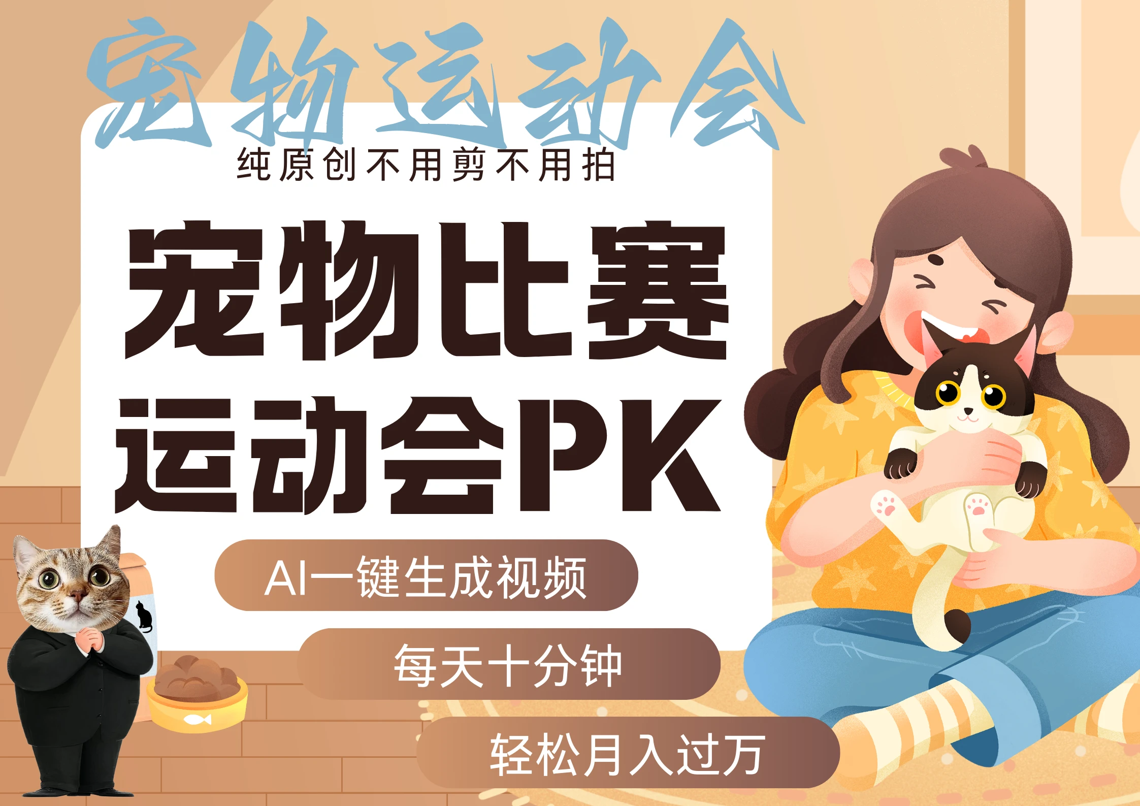 【精】AI萌宠运动员跳水 射击 篮球 足球比赛 每天十分钟 附详细提示词文案库 创作者分成 月入5W+网赚项目-副业赚钱-互联网创业-资源整合知行客