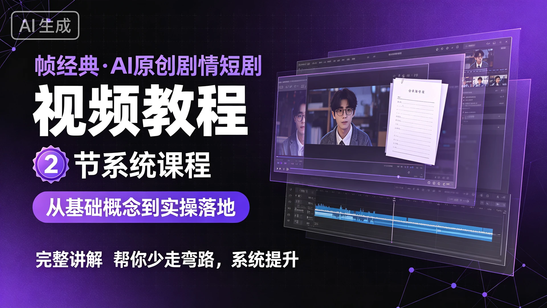 帧经典·AI原创剧情短剧视频教程，2 节系统课程，从基础概念到实操落地完整讲解，帮你少走弯路系统提升-知行客