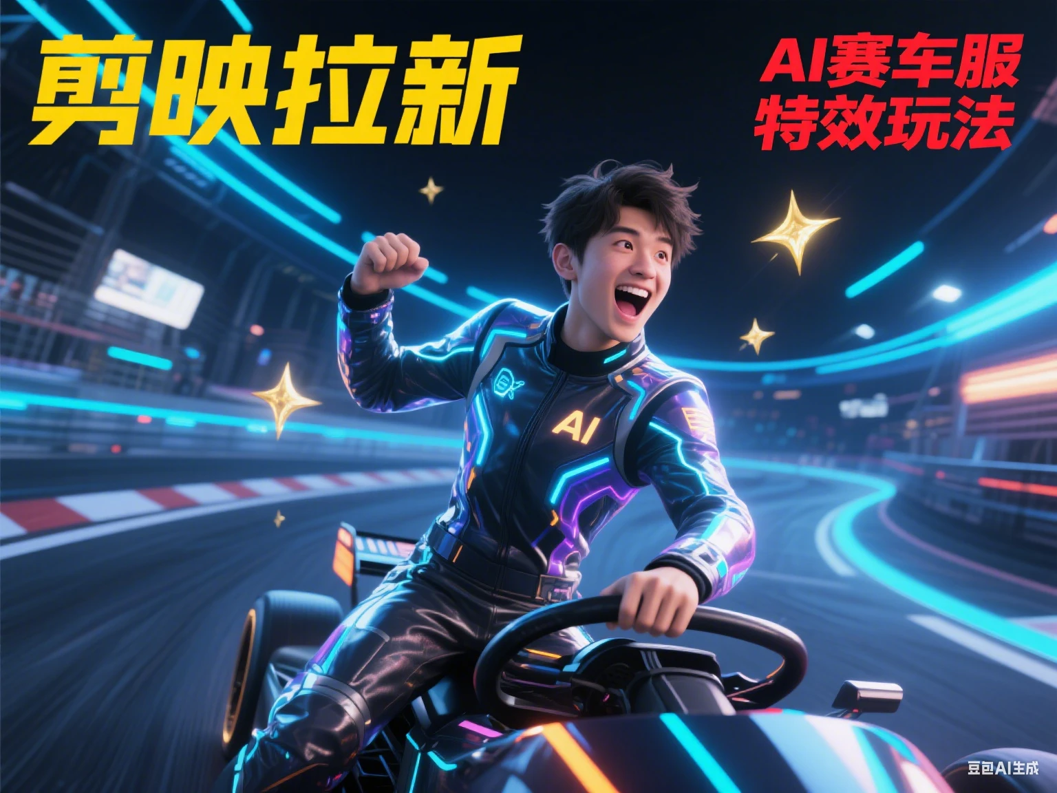 剪映拉新 AI赛车服特效玩法网赚项目-副业赚钱-互联网创业-资源整合知行客