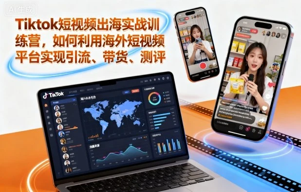 【精】Tiktok短视频出海实战训练营，如何利用海外短视频平台实现引流、带货、测评网赚项目-副业赚钱-互联网创业-资源整合知行客
