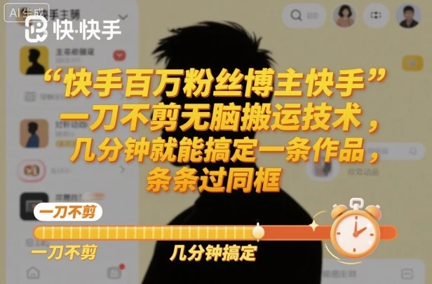 快手百万粉丝博主快手一刀不剪无脑搬运技术,几分钟就能搞定一条作品,条条过同框 快手百万粉丝博主快手一刀不剪无脑搬运技术,几分钟就能搞定一条作品,条条过同框